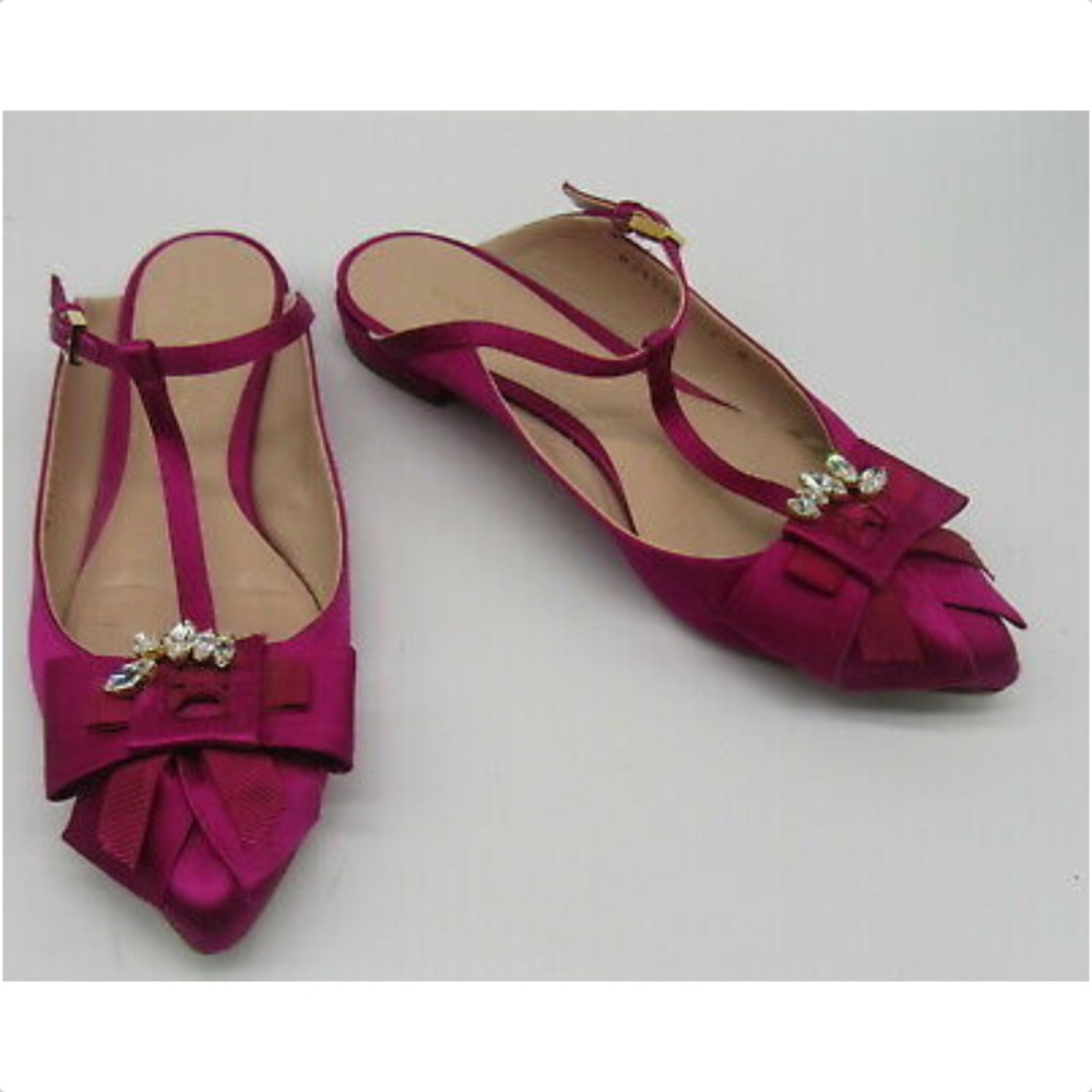 Stuart Weitzman Fuchsia Satin Slides Sz 7 - image 1